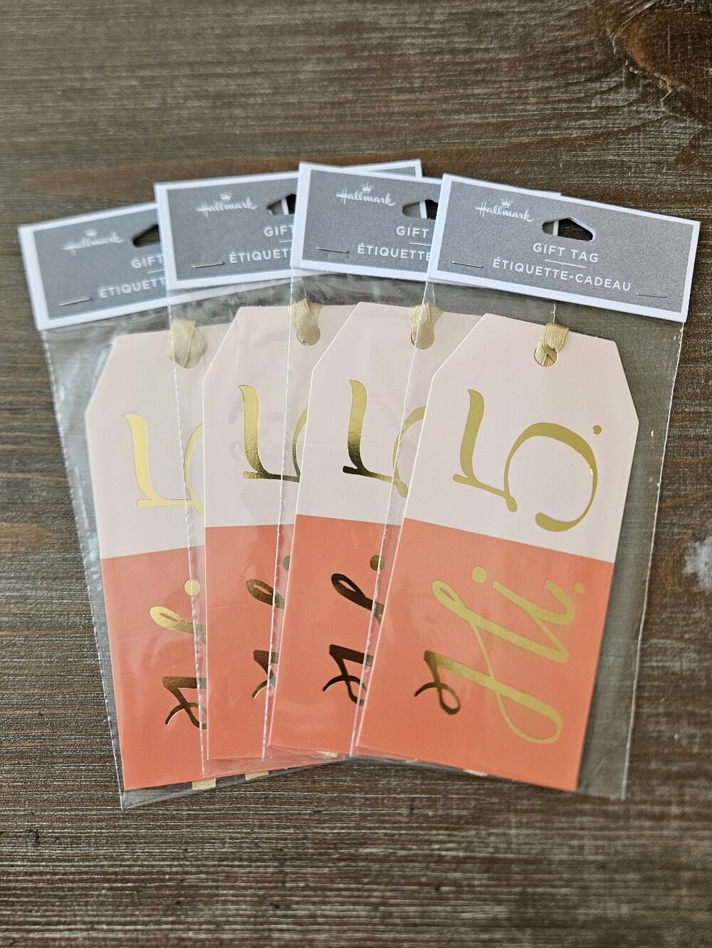 Hallmark Pink and Coral 'Hi 5' Gift Tags with Gold Foil Accents - Set Of 4
